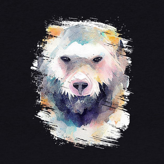 Bear Grizzly Wild Animal Nature Watercolor Art Painting by Cubebox